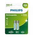 Pack De 2 Pilas Aaa Philips R03B2A95/10/ 1.2V/ Recargables